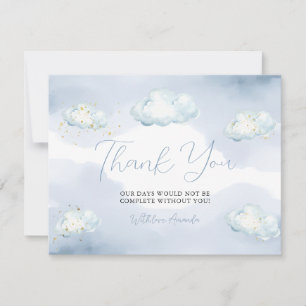 We zijn op wolk negen Blauw baby shower Bedankt
