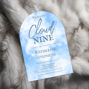 We zijn op wolk negen Blauwe Jongen Baby Shower Acryl Uitnodigingen