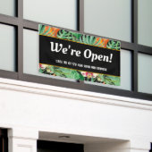 We zijn open Business Tropical Floral Spandoek (Buitenkant Gebouw)