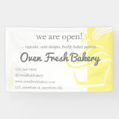 We zijn Open Geel Cupcake Bakkerij Bedrijf Spandoek (Horizontaal)