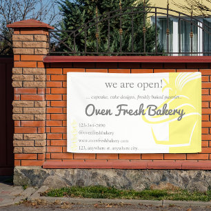 We zijn Open Geel Cupcake Bakkerij Bedrijf Spandoek