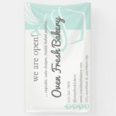 We zijn Open Mint Green Cupcake Bakkerij Bedrijf Spandoek (Verticaal)