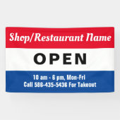 We zijn Open Sign, Bedrijfsnaam, Uurengebruik Spandoek (Horizontaal)