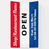 We zijn Open Sign, Bedrijfsnaam, Uurengebruik Spandoek (Verticaal)