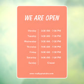 We zijn open Uren Bedrijfstijd Wit Schrift Raamsticker (Vel 3)