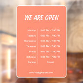 We zijn open Uren Bedrijfstijd Wit Schrift Raamsticker (Vel 2)