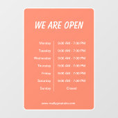 We zijn open Uren Bedrijfstijd Wit Schrift Raamsticker (Vel)