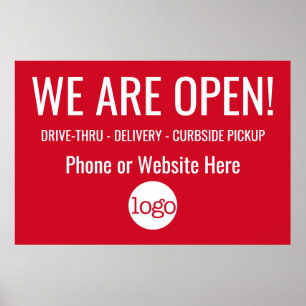 We zijn open - voeg Logo en details toe Poster