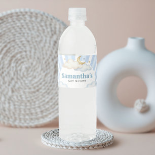 We zijn Over de Maan Baby Shower Waterfles Etiket