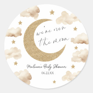 We zijn Over De Maan Boho Hemel Baby Shower Ronde Sticker