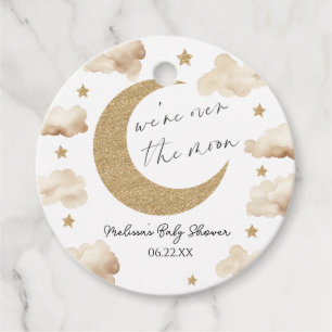 We zijn Over De Maan Boho Hemelse Baby Shower Bedankjes Labels