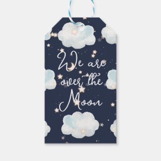 We zijn over de Moon Baby shower Gift Label Cadeaulabel