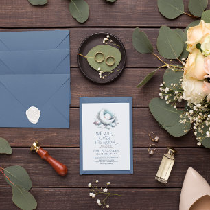 We zijn over de Moon Baby shower Party Invitation Bedankkaart