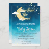 We zijn over de Moon Invitation Blue Night Sky Kaart (Voorkant / Achterkant)