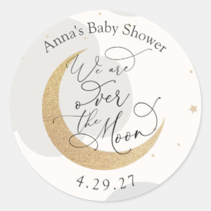 We zijn over het Baby shower van de maan Ronde Sticker