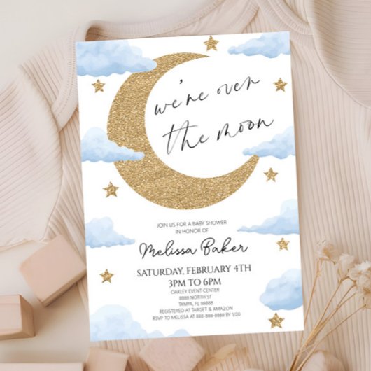 We zijn over het Moon Boho Celestial Baby shower Kaart