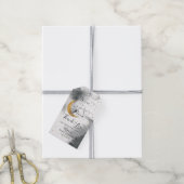 We zijn over het Moon Grey Gold Baby shower Cadeaulabel (Met Touw)