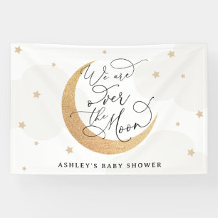 We zijn over het Moon Neutral Baby shower Spandoek