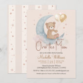 We zijn over het Moon Teddy Bear Baby shower Kaart (Voorkant / Achterkant)
