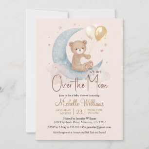We zijn over het Moon Teddy Bear Baby shower Kaart