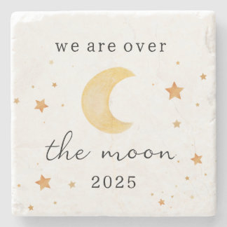 "We zijn over the moon" Baby shower Drink Onderzet Stenen Onderzetter