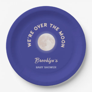 We zijn over the moon Baby shower fun genderneutra Papieren Bordje
