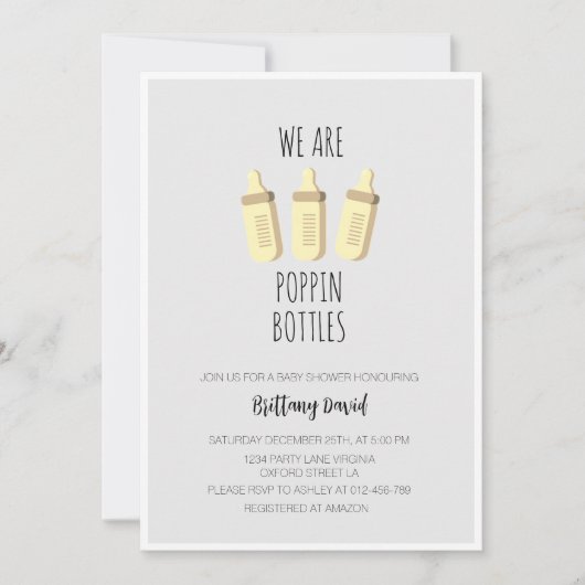 We zijn Popping Bottles Nieuwjaar Baby shower Kaart (Voorkant)