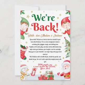 We zijn terug Elf Aankomstbrief Elfen Kerstmis Kaart