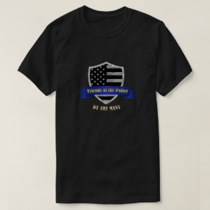 We zijn veel vrienden van de politie met een blauw t-shirt