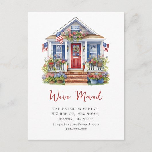 We zijn verhuisd | 4 juli Nieuwe woning verhuizen Aankondigingskaart (Voorkant)
