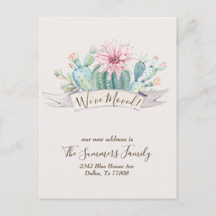 We Zijn Verhuisd  Aankondiging Cactus Woestijncact Briefkaart
