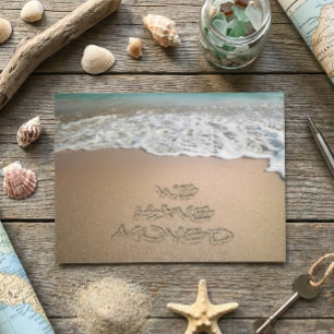 We zijn verhuisd Aankondiging Strand Zand Schrijve