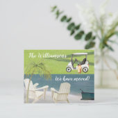 We zijn verhuisd Budget Ocean Beach Golf Move Aankondigingskaart (Staand voorkant)