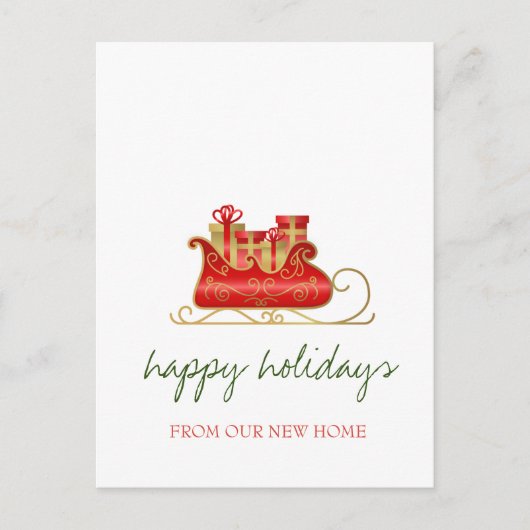 We zijn verhuisd,Kerst slee Kerstmis Aankondigingskaart (Voorkant)