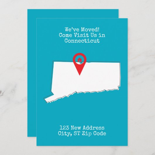 We zijn verhuisd! Kom ons bezoeken in Connecticut Aankondiging (Voorkant / Achterkant)
