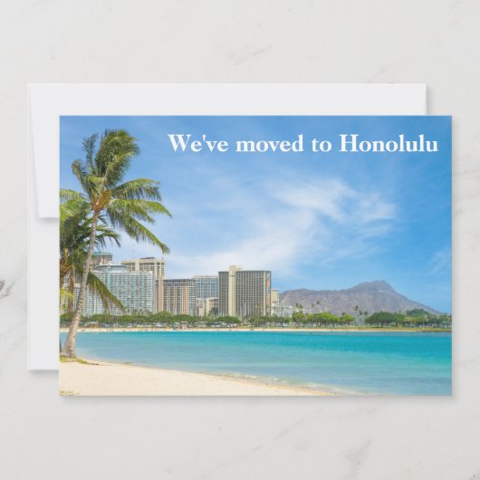 We zijn verhuisd naar Honolulu Beach Foto Aangepas Aankondiging (Voorkant)
