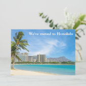 We zijn verhuisd naar Honolulu Beach Foto Aangepas Aankondiging (Staand voorkant)