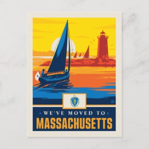 We zijn verhuisd naar Massachusetts Uitnodiging Briefkaart