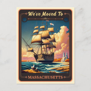 We zijn verhuisd naar Massachusetts   Vintage ansi Briefkaart