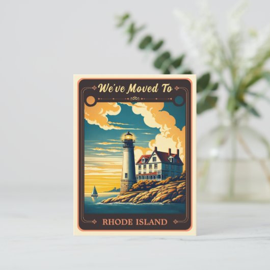 We zijn verhuisd naar Rhode Island |  BRIEFKAART (Staand voorkant)