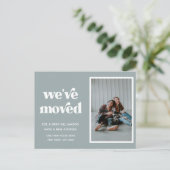 We zijn verhuisd Nieuw adres Foto Stofblauw  Briefkaart (Staand voorkant)