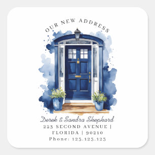 We zijn verhuisd Nieuw Adres marine Aquarel Deur Vierkante Sticker