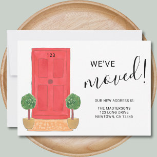 We zijn verhuisd Nieuw adres Rode waterverfdeur Aankondiging