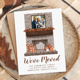 We zijn verhuisd Rustic Fall Farmhouse Open Haard Aankondiging