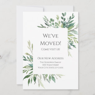 We zijn verhuisd Rustic Watercolor Evergreen Aanko Aankondiging