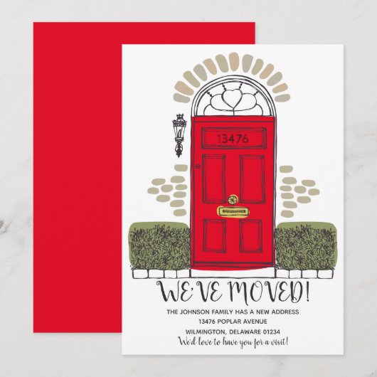 We zijn verhuisd - Whimsical deur - Nieuw adresaan Aankondiging (Voorkant / Achterkant)