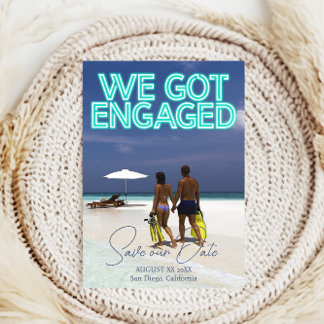 We Zijn Verliefd Geworden Lichtblauw Neonlicht Fot Save The Date