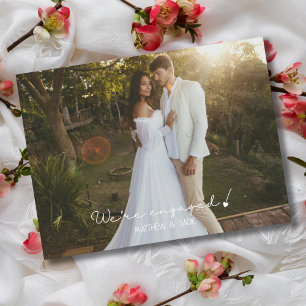 We zijn verloofd Foto Script Hart Verloving Briefkaart