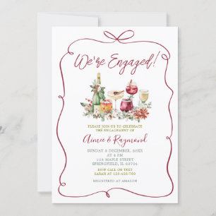 We zijn verloofd kerstcocktail hand getrokken part kaart