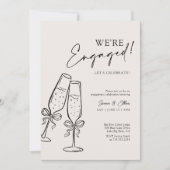 We zijn verloofd met het moderne Black Bow Champag Kaart (Voorkant)